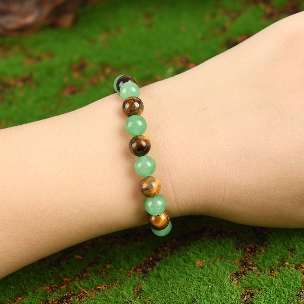 1pc Arpurraina Money Attraction Bracelet with Green Aventurine & Tiger Eye - blue friendship bracelet beaded jewelry protection bracelet encouragement gift fashion artificial bracelet of the day Colorblock Beaded Crystal Bracelet