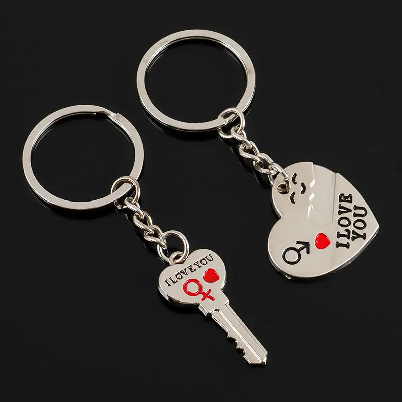 2pcs Set Men Women Cute Heart Key Keychain Couple Key Ring Lovers Key Chain Jewelry Accessory Gift
