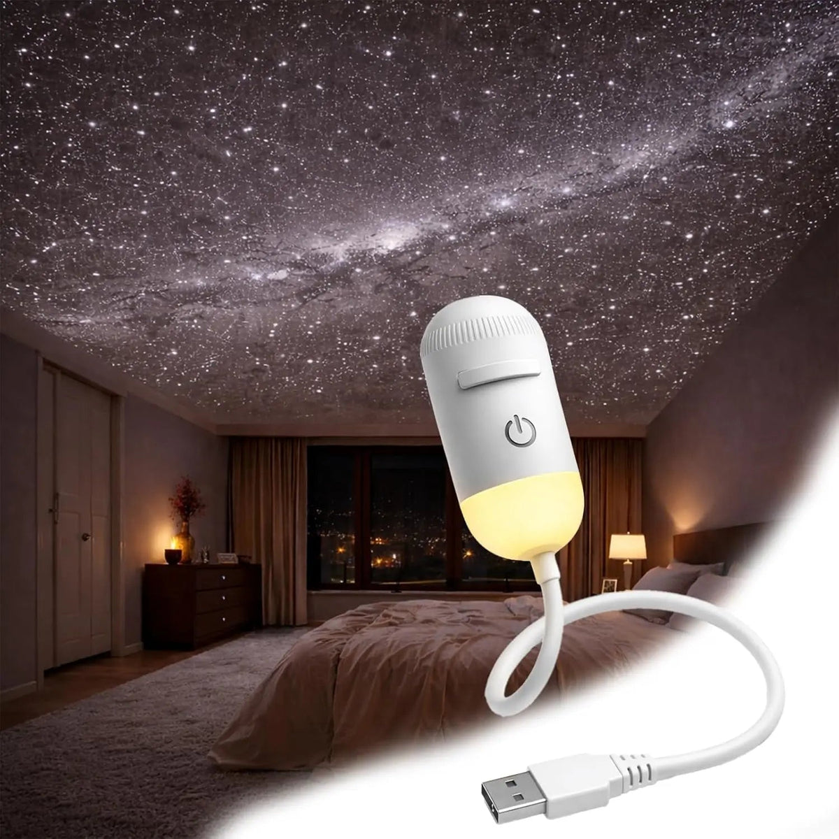 Galaxy Projector 2-in-1 Starry Sky Projector & Night Light USB Galaxy Projector Night Light for Bedroom Hallway Ceiling Decor (1 Light+3 Pcs)