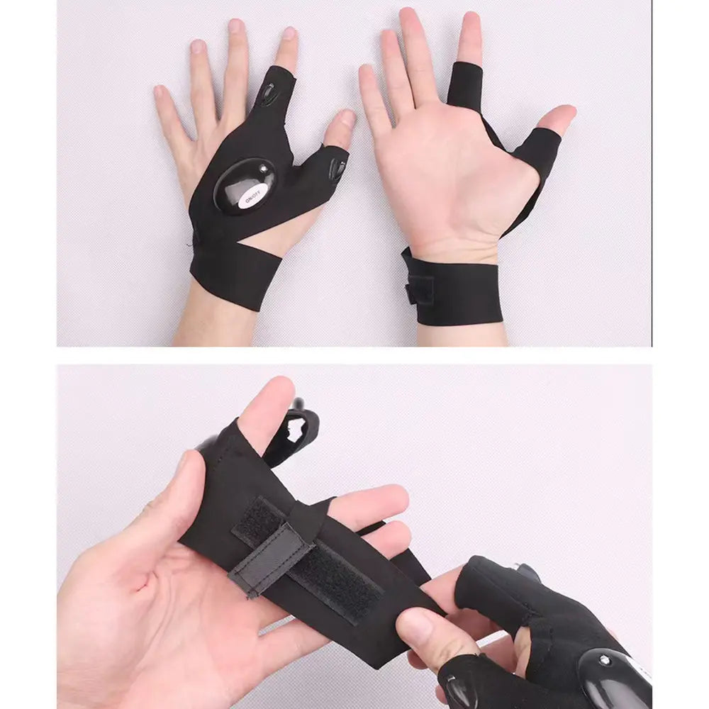 LED glove flashlight, luminous fishing gloves, emergency maintenance lighting gloves finger lights